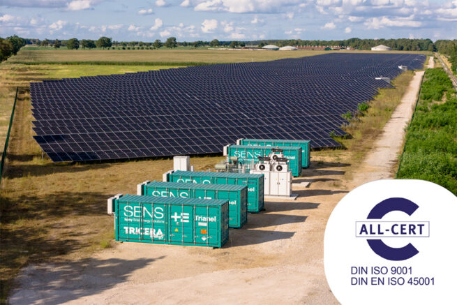 Bild des Batteriespeicher-Projekt der TRICERA energy mit Zertifikat der All-Cert