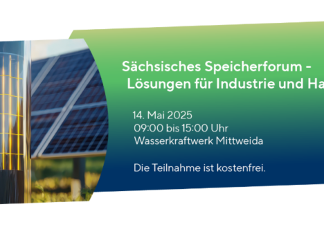 Grafik mit Text: Sächsisches Speicherforum - Lösungen für Industrie und Handwerk