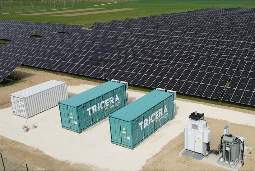 Sich in Betrieb befindlicher Batteriespeicher der TRICERA energy aus Projekt mit ABO Energy