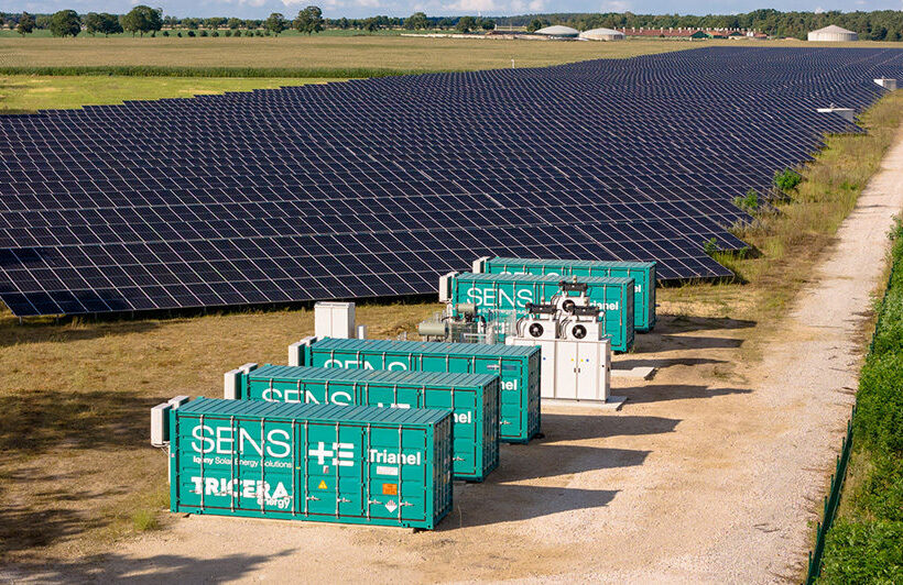 Drohnenaufnahme des Batteriespeicher-Systems der TRICERA energy für die Trianel in Lübars